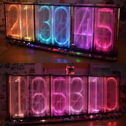 Oversized Font Analog Nixie Tube Clock Rainbow LED Full Color Music Spectrum DIY Kit