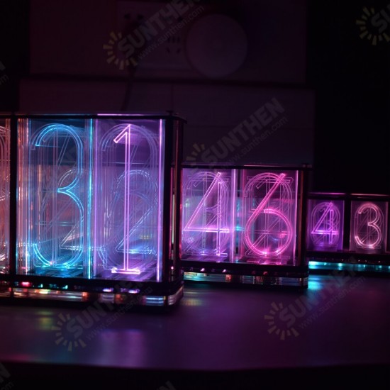 Oversized Font Analog Nixie Tube Clock Rainbow LED Full Color Music Spectrum DIY Kit