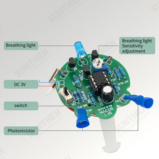 Photosensitive Mobile Robot DIY Kit Bulk Tail Breathing Lamp Interesting Electronic Training Kit