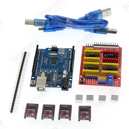 V3.0 Engraver CNC Shield+R3 Board+4pcs A4988/DRV8825 Driver Expansion Board for 3D Printer Set Kit