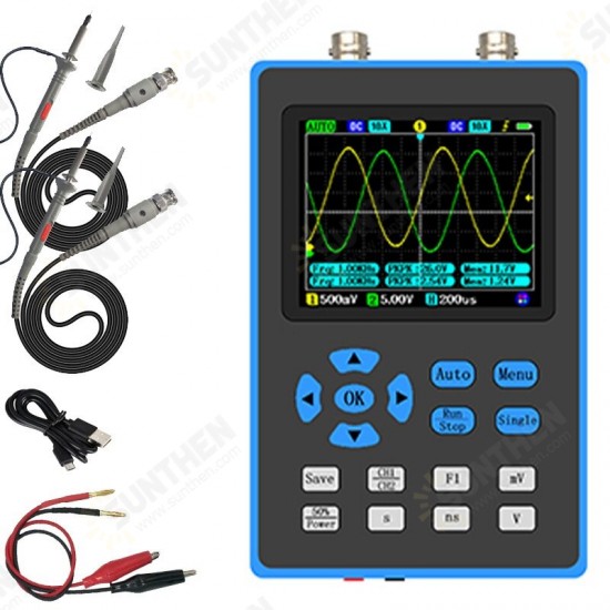 DSO2512G 2.8 Inch Dual Channel + Signal Generator 120M Digital Oscilloscope 500GS/s FFT Spectrum Analysis Three Trigger Modes