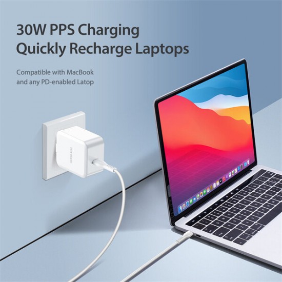C100-PD 30W USB PD Charger PPS PD3.0 QC3.0 FCP SCP Fast Charging Wall Charger Adapter EU Plug For iPhone 13 Samsung iPad Pro For MacBook Air M1