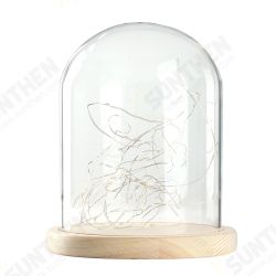 15*18.5cm Glass Dome Display Jar Clothe Decor Wooden Base w/ Fairy LED Light 15*18.5cm Glass Dome Display Jar Clothe Decor Wooden Base w/ Fairy LED Light