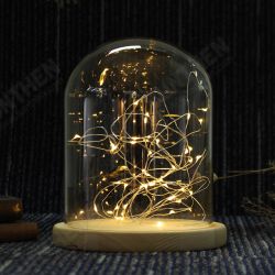 15*18.5cm Glass Dome Display Jar Clothe Decor Wooden Base w/ Fairy LED Light 15*18.5cm Glass Dome Display Jar Clothe Decor Wooden Base w/ Fairy LED Light