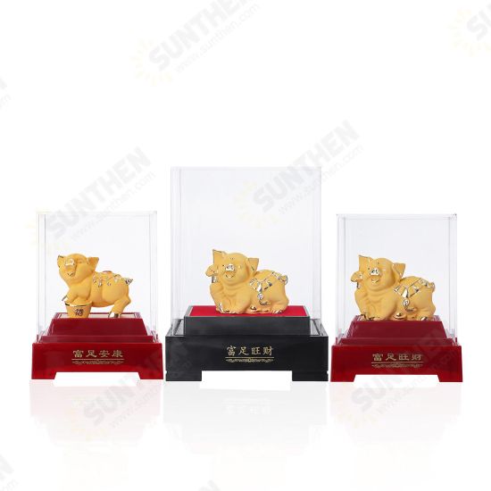 2019 Chinese Zodiac Gold Pig Money Wealth Statue Office Home Decorations Ornament Gift