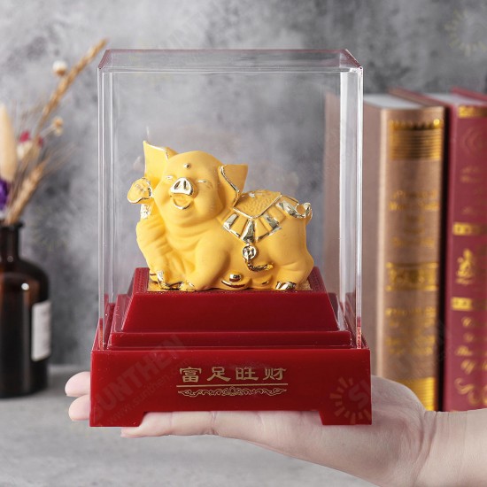 2019 Chinese Zodiac Gold Pig Money Wealth Statue Office Home Decorations Ornament Gift