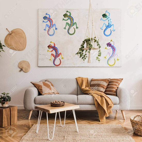 2/3/5 Metal Gecko Wall Decor Art Set Decor Hanging Art Wall Decoration for Bedroom Living Room Office Garden