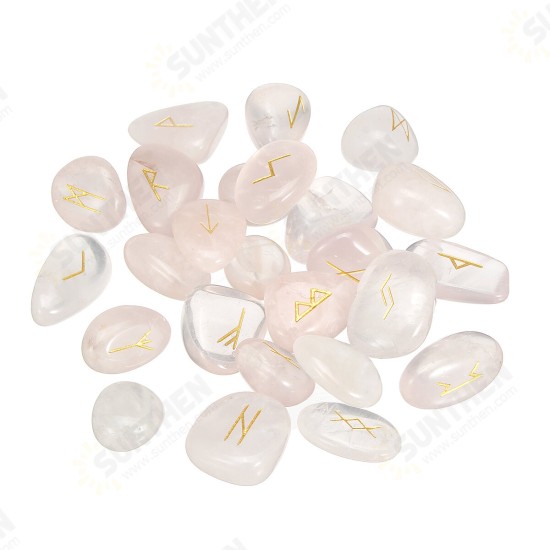 25pcs/Set Engraved Chakra Stones Opal Reiki Healing Energy Palm Natural Gemstone Decorations