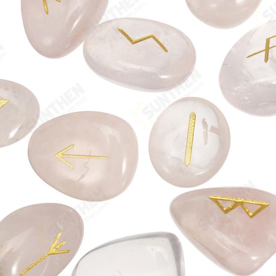 25pcs/Set Engraved Chakra Stones Opal Reiki Healing Energy Palm Natural Gemstone Decorations