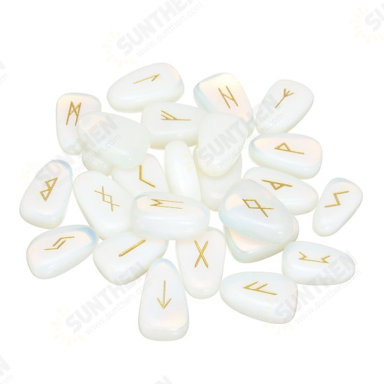 25pcs/Set Engraved Chakra Stones Opal Reiki Healing Energy Palm Natural Gemstone Decorations