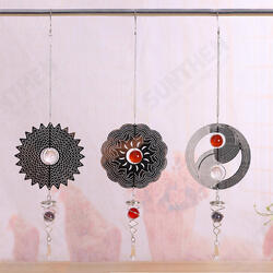 3D Metal Hanging Silent Wind Spinner Wind Chimes Bell Garden Decor Ball In Center 3D Metal Hanging Silent Wind Spinner Wind Chimes Bell Garden Decor Ball In Center