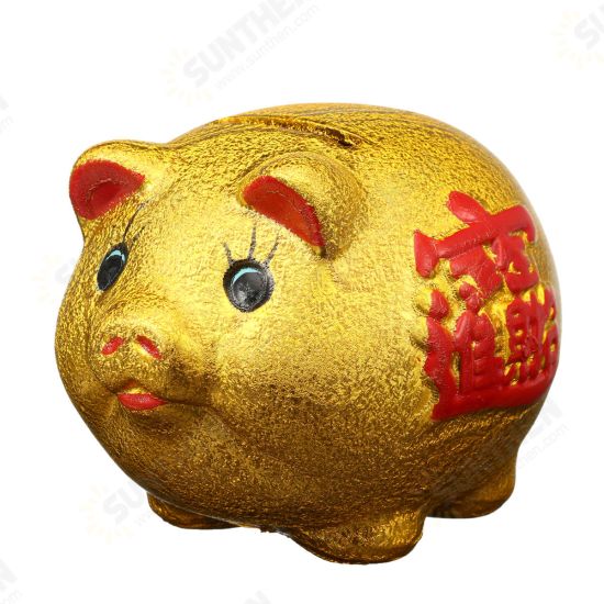 5inch Gold Ceramic Piggy Bank Mini Cute Pig Children Coin Collection Gift Decorations