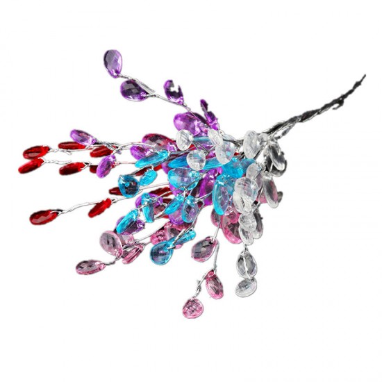 50PCS DIY Clear Acrylic Drops Crystal Bead Spray Wired Stems Wedding Craft Decorations