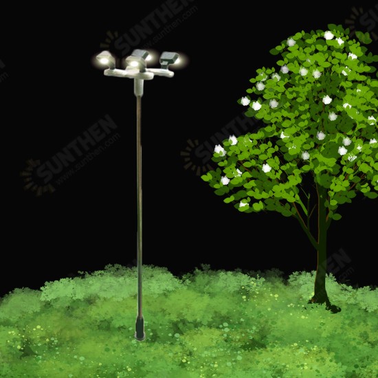 5Pcs 1:87/1:100 Model Garden Lamps 3V 1W Lamppost Landscape 4 Heads Light Model