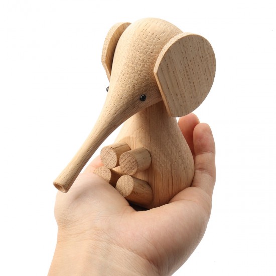 Adjustable Handicraft Elephant Wooden Animal Doll Smooth Surface Home Decorations Gift