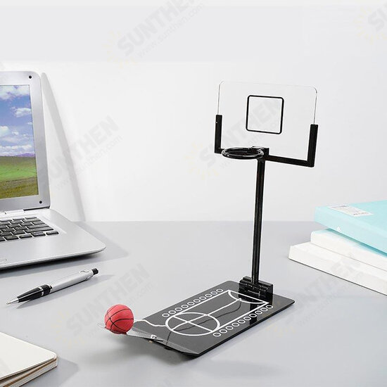 Basketball Game Toys Metal Desktop Decoration Foldable Shooting Rack Stress Relief Ornament Creative Office Home Table Decor Gift