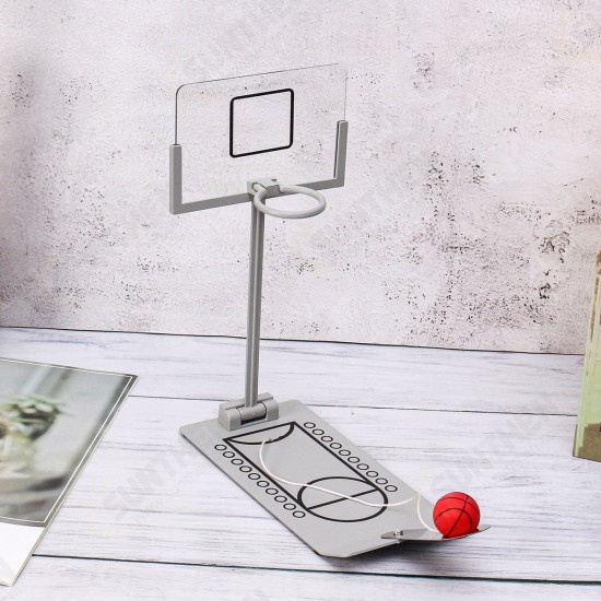 Basketball Game Toys Metal Desktop Decoration Foldable Shooting Rack Stress Relief Ornament Creative Office Home Table Decor Gift