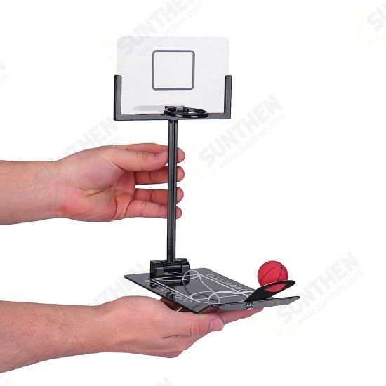 Basketball Game Toys Metal Desktop Decoration Foldable Shooting Rack Stress Relief Ornament Creative Office Home Table Decor Gift