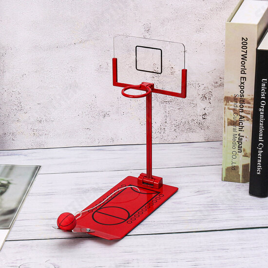 Basketball Game Toys Metal Desktop Decoration Foldable Shooting Rack Stress Relief Ornament Creative Office Home Table Decor Gift