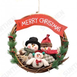 Christmas Rattan Wreath Wall Door Decorations Santa Claus Snowman Bear Garland Christmas Rattan Wreath Wall Door Decorations Santa Claus Snowman Bear Garland