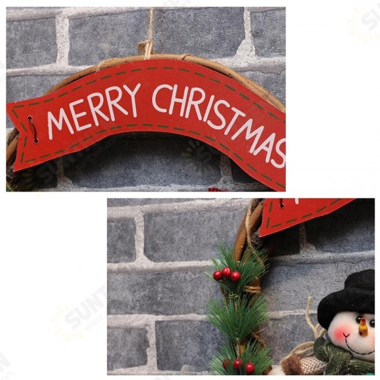 Christmas Rattan Wreath Wall Door Decorations Santa Claus Snowman Bear Garland