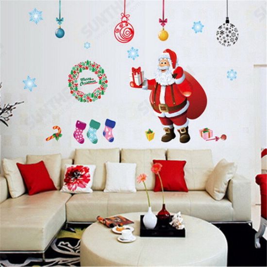 Christmas Tree Wall Sticker Santa Claus Gift Wall Art Window Home Decoration