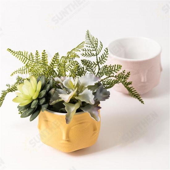 Creative Ceramic Face Flower Vase Art Planter Pot Office Home Decorations Holder