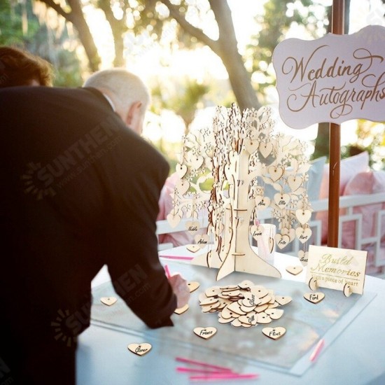 DIY Wedding Book Tree Marriage Guest Book Wooden Tree Hearts Pendant Drop Ornaments Decorations DIY Wedding Book Tree Marriage Guest Book Wooden Tree Hearts Pendant Drop Ornaments Decorations