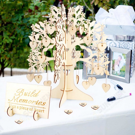 DIY Wedding Book Tree Marriage Guest Book Wooden Tree Hearts Pendant Drop Ornaments Decorations DIY Wedding Book Tree Marriage Guest Book Wooden Tree Hearts Pendant Drop Ornaments Decorations