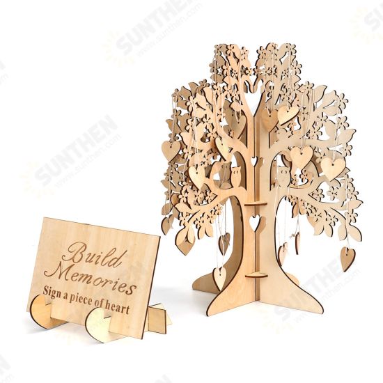 DIY Wedding Book Tree Marriage Guest Book Wooden Tree Hearts Pendant Drop Ornaments Decorations