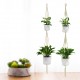 Double Layer Handmade Cotton Flower Pot Hanging Basket Flower Hanger Ropes Garden Home Decoration