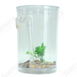 Ecological Cylindrical Miniature Plastic White Fish Tank Desktop Decor Fishing Kits Ecological Cylindrical Miniature Plastic White Fish Tank Desktop Decor Fishing Kits