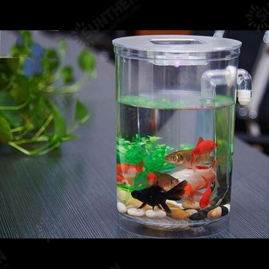 Ecological Cylindrical Miniature Plastic White Fish Tank Desktop Decor Fishing Kits