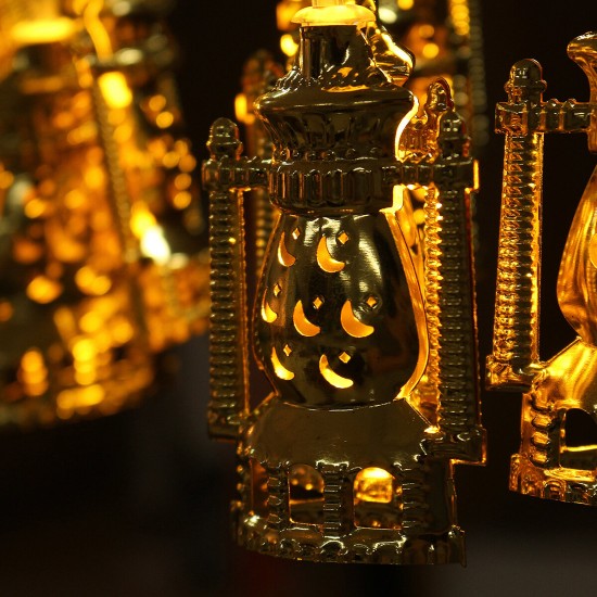 Eid Mubarak Ramadan LED Lamp Strings Golden Castle Moon Lights Decor