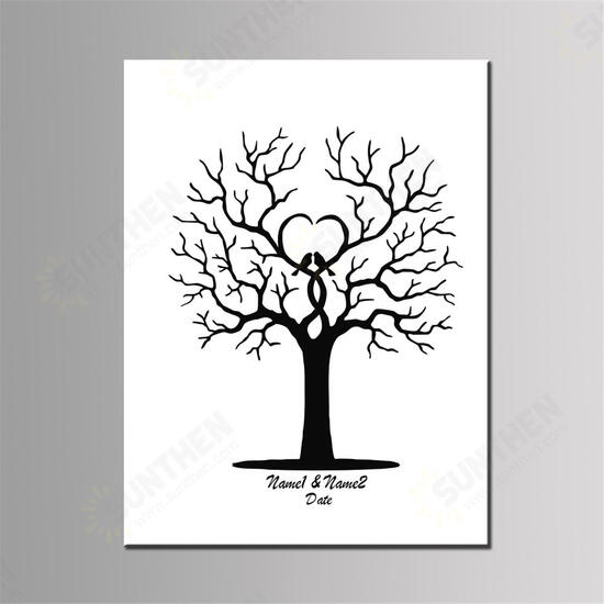 Fingerprint Thumbprint DIY Tree Wedding Signature Sign Guest Book Canvas Sign-in Tree Decorations