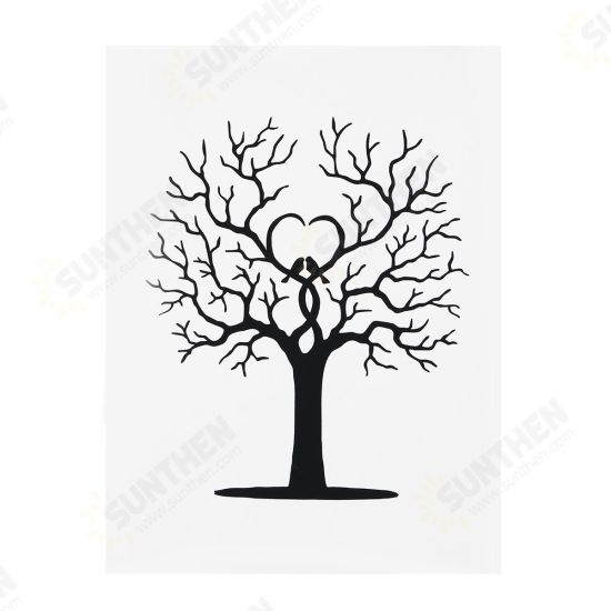 Fingerprint Thumbprint DIY Tree Wedding Signature Sign Guest Book Canvas Sign-in Tree Decorations