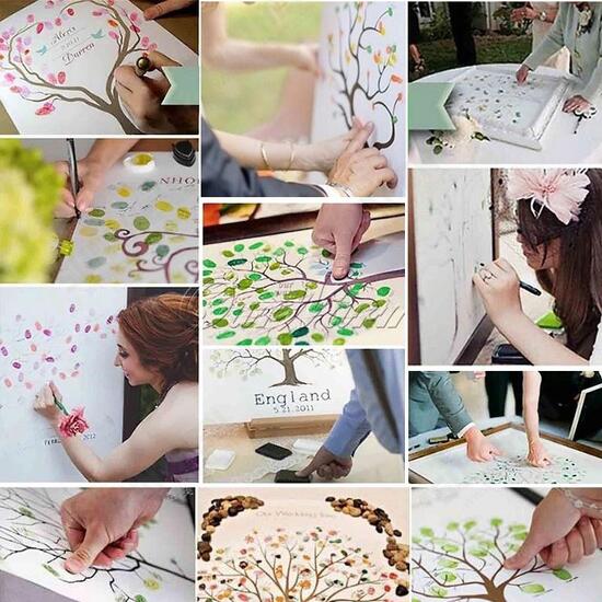 Fingerprint Thumbprint DIY Tree Wedding Signature Sign Guest Book Canvas Sign-in Tree Decorations