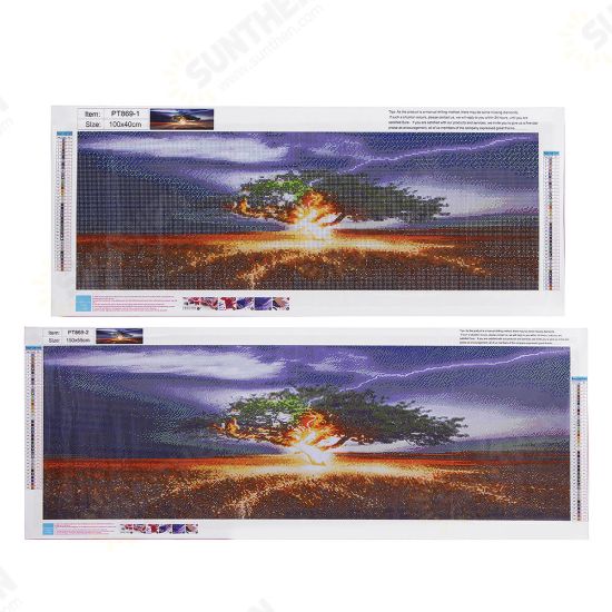 Full 5D Diamond Paintings Tool Sunset Tree Embroidery Canvas Art Crafts DIY Decor