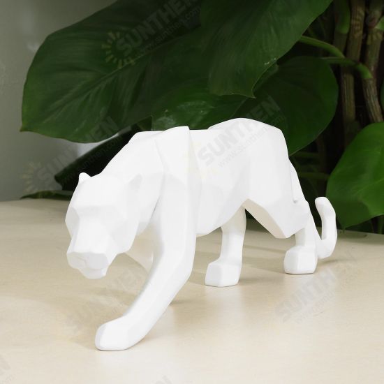 Geometric Leopard Art Sculpture Statue Figure Ornament Resin Panther Home Office Decorations