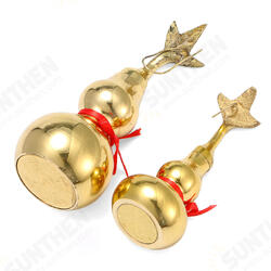 Gold Brass Feng Sui Gourd with Red Ribbon Good Luck Collection Decorations Gold Brass Feng Sui Gourd with Red Ribbon Good Luck Collection Decorations