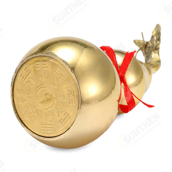 Gold Brass Feng Sui Gourd with Red Ribbon Good Luck Collection Decorations Gold Brass Feng Sui Gourd with Red Ribbon Good Luck Collection Decorations