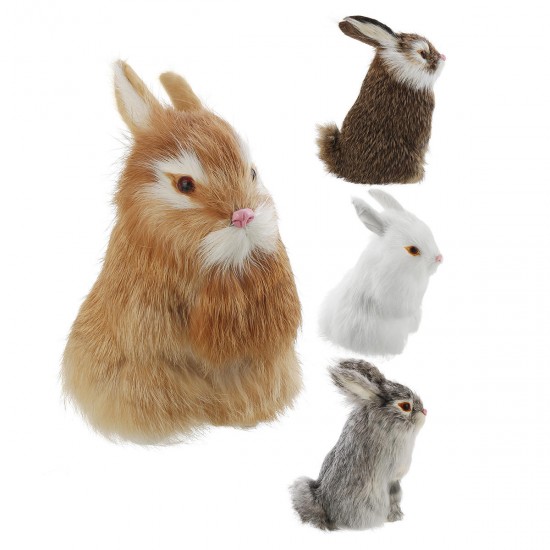 Gray/Yellow/Brown/White Rabbits Handmade Easter Bunnies Home Decorations Desktop Ornament