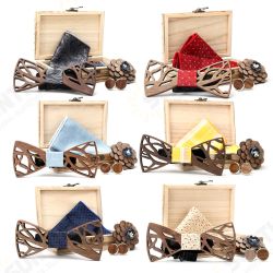 Handkerchief Cufflinks Set Wooden Bow Tie Bowknots for Wedding Pocket Square Hanky Cravat Decor Supplies Handkerchief Cufflinks Set Wooden Bow Tie Bowknots for Wedding Pocket Square Hanky Cravat Decor Supplies