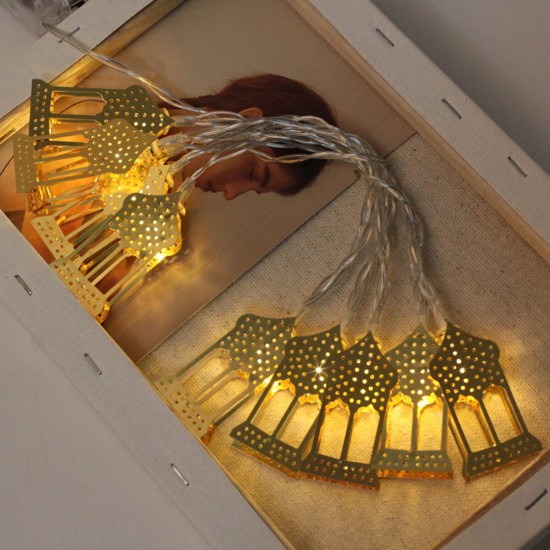 LED Lamp String Golden Castle Moon Light Eid Mubarak Ramadan Islam Decor