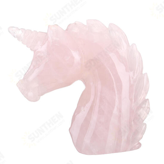 Large Natural Pink Rose Gemstone Quartz Hand Carved Unicorn Crystals Reiki Healing Stone Statue Decoration