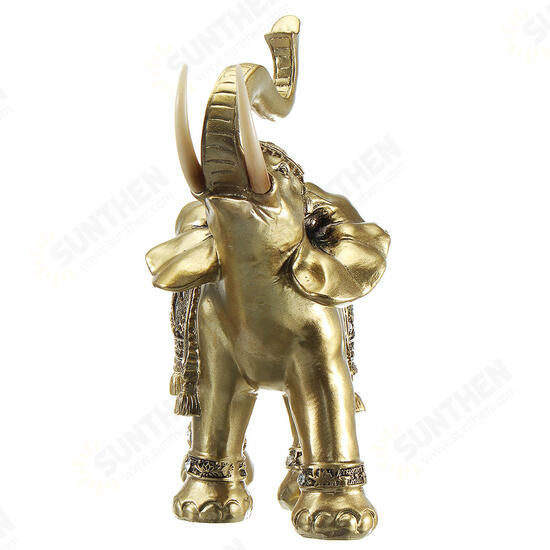 Lucky Charm Fengshui Mascot Golden Elephant Resin Mini Statue Home Desk Ornaments Gifts Home Decorations