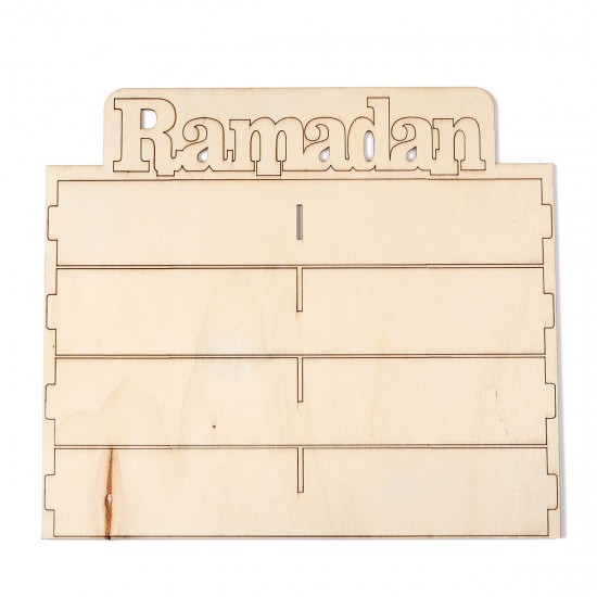Wooden Ramadan Advent Calendar DIY House Drawer Stand Rack Decorations