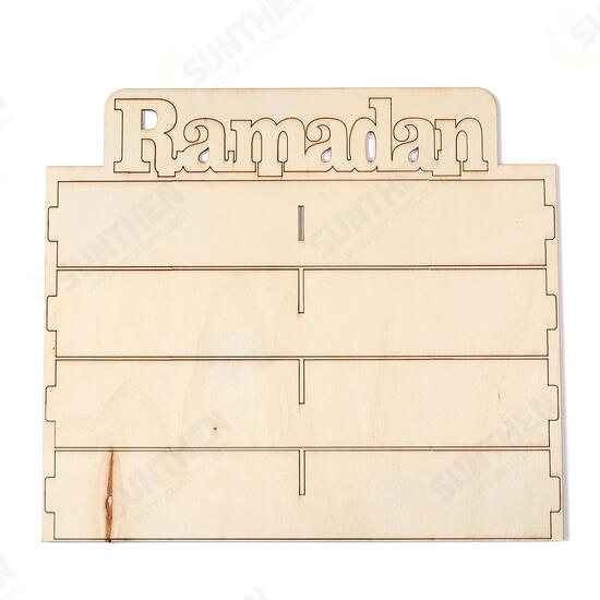 Wooden Ramadan Advent Calendar DIY House Drawer Stand Rack Decorations