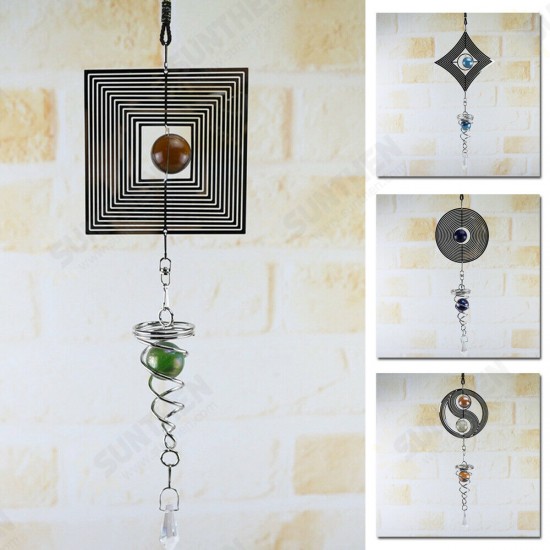 Metal Hanging Garden Wind Spinner Round Crystal Ball Bell Garden Home Ornament Metal Hanging Garden Wind Spinner Round Crystal Ball Bell Garden Home Ornament
