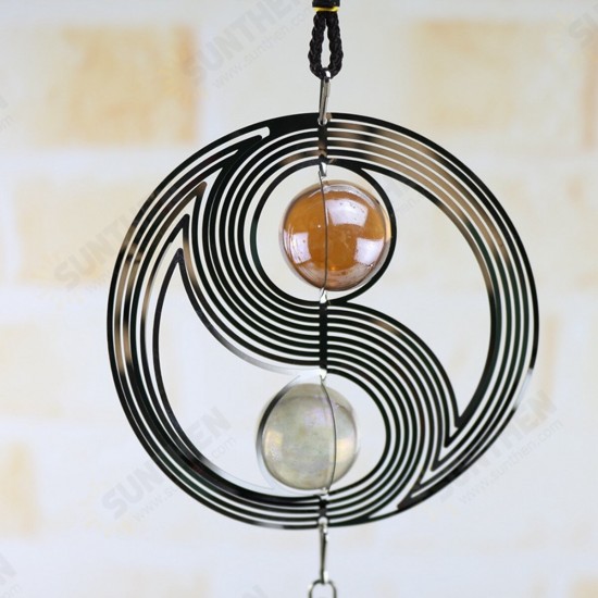Metal Hanging Garden Wind Spinner Round Crystal Ball Bell Garden Home Ornament Metal Hanging Garden Wind Spinner Round Crystal Ball Bell Garden Home Ornament